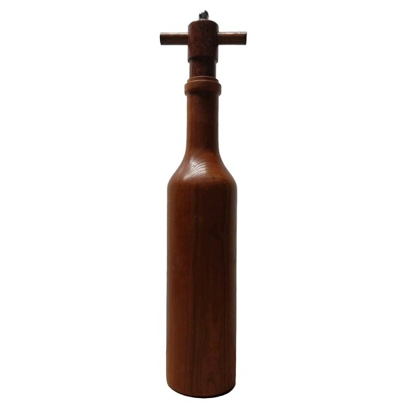 14" Tall Large Wood Pepper Grinder Commercial Mill Wine Bottle Fieldstone VTG - Picture 4 of 13
